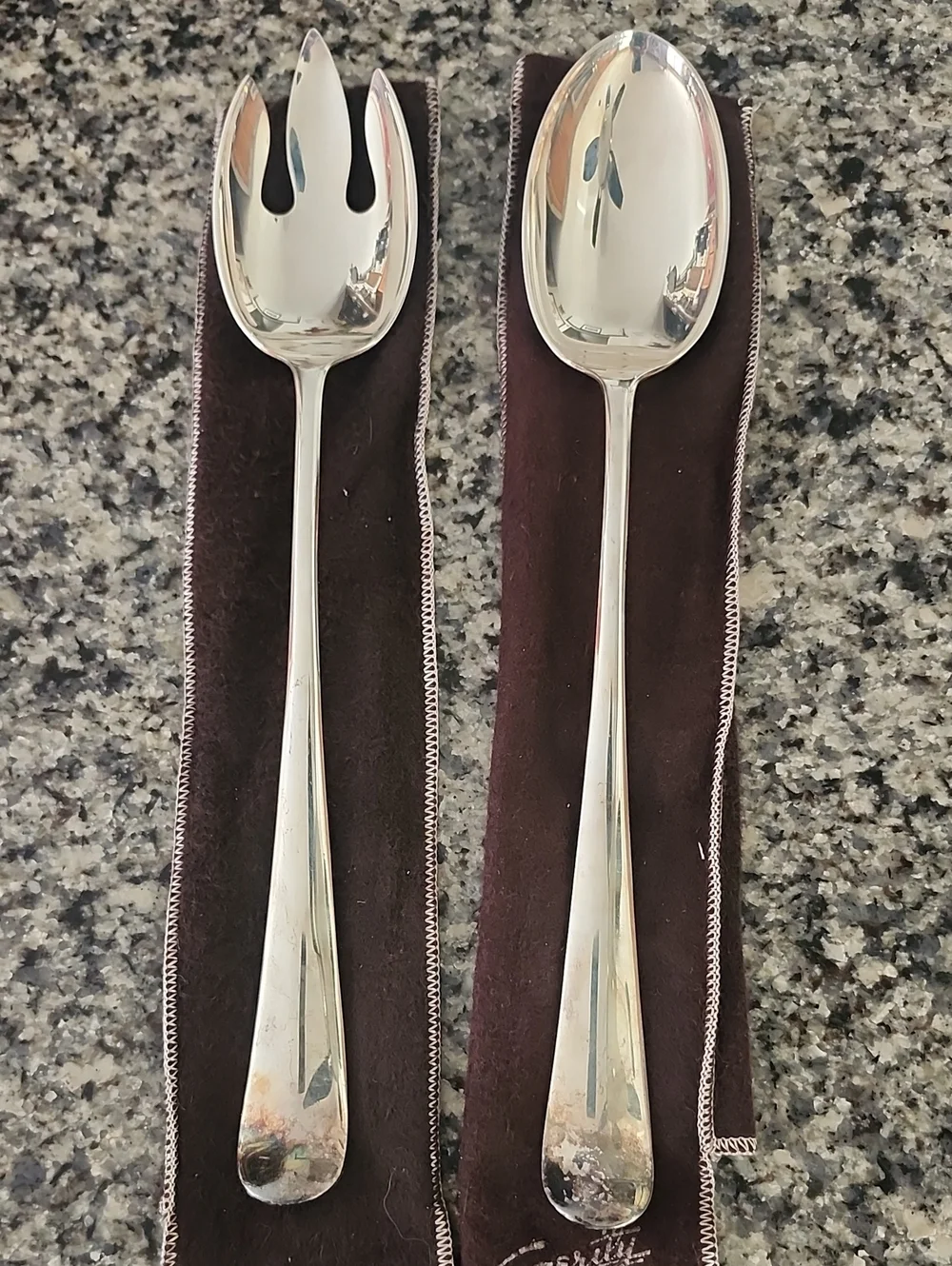 Silverplated Georgian Pattern Salad Fork & Serving Spoon From Gerity